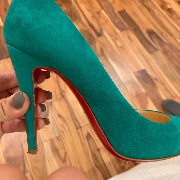 Christian Louboutin Ron Ron 100mm Suede Mint Pump - Picture 7 of 8